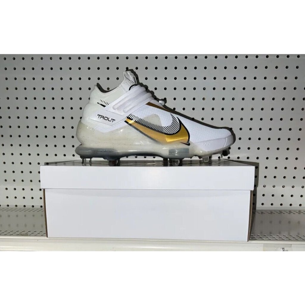 Nike Force Zoom Trout 7 Mens Metal Baseball Cleats Size 9 White Gold Black